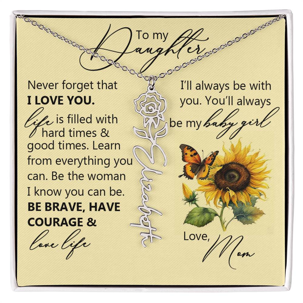 To My Daughter, Name Flower Necklace