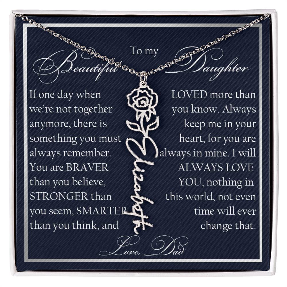 To My Beautiful Daughter, Name Flower Necklace