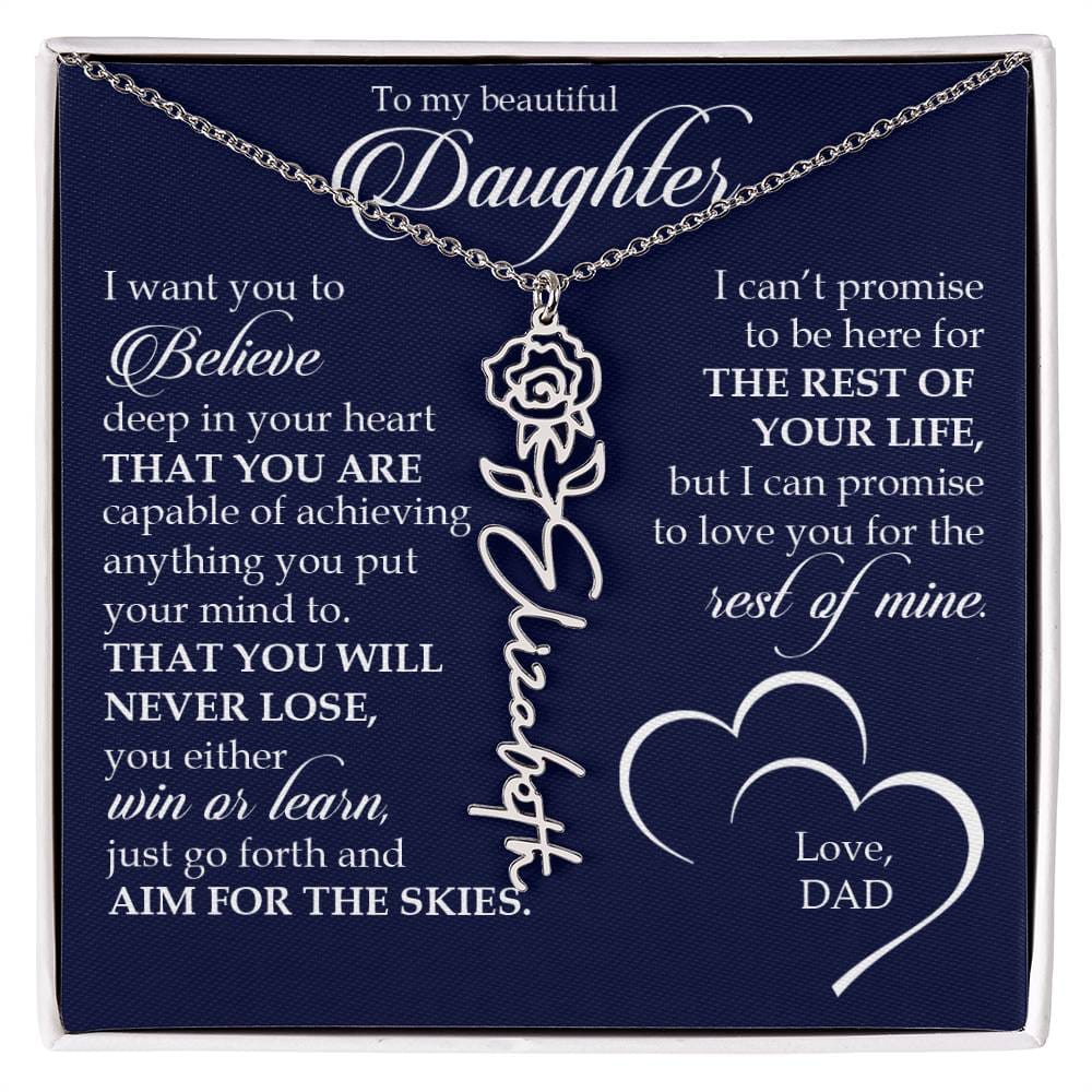 To My Beautiful Daughter, Name Flower Necklace