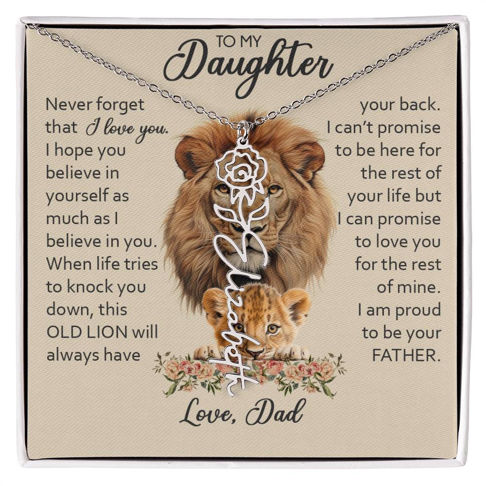 To My Daughter, Birth Flower Name Necklace