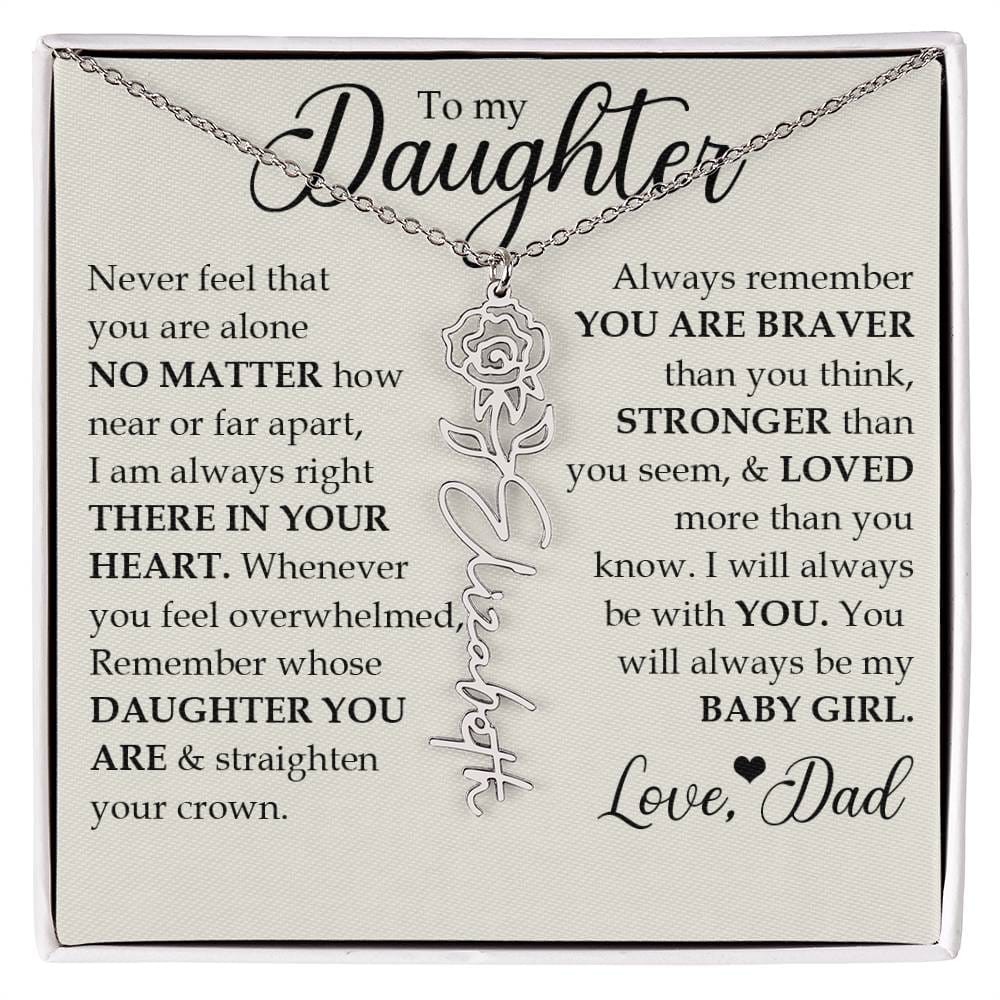 To My Daughter, Name Flower Necklace