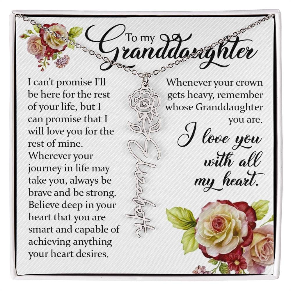 To My Granddaughter, Name Flower Necklace