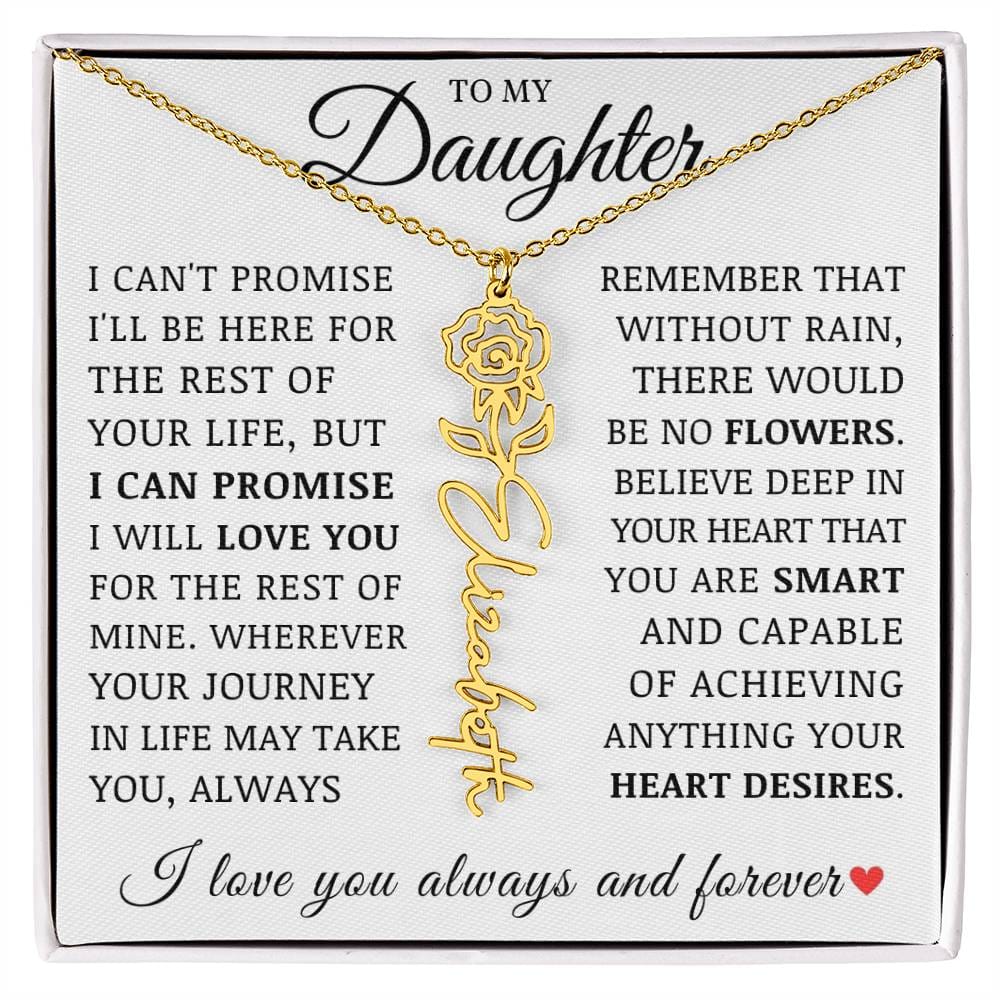 To My Daughter, Customized Name Necklace with Birth Flower, Birthday Christmas Graduation Gift for Her
