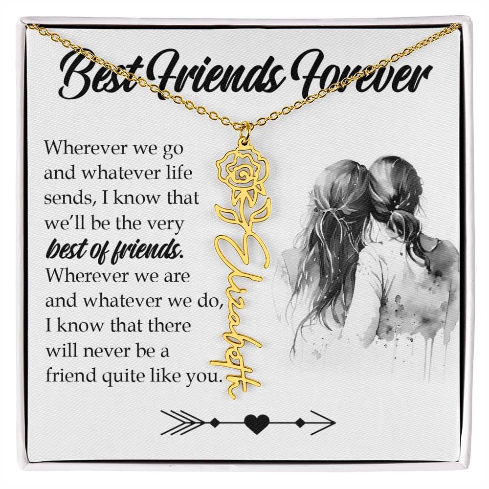 Best Friend Gift, Name Flower Necklace