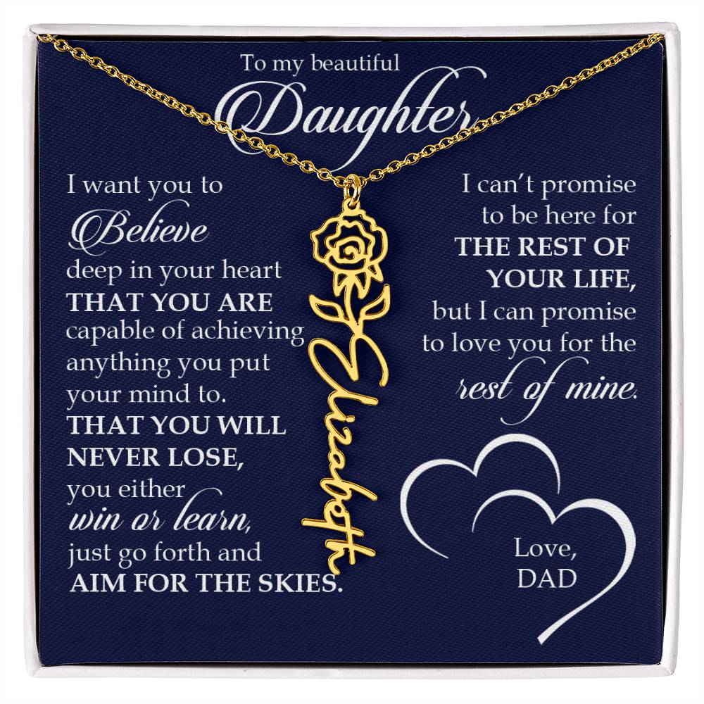 To My Beautiful Daughter, Name Flower Necklace