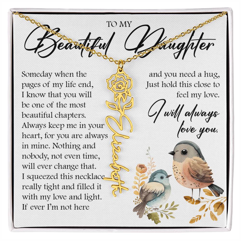 Custom Name Flower Necklace, Daughter Gift