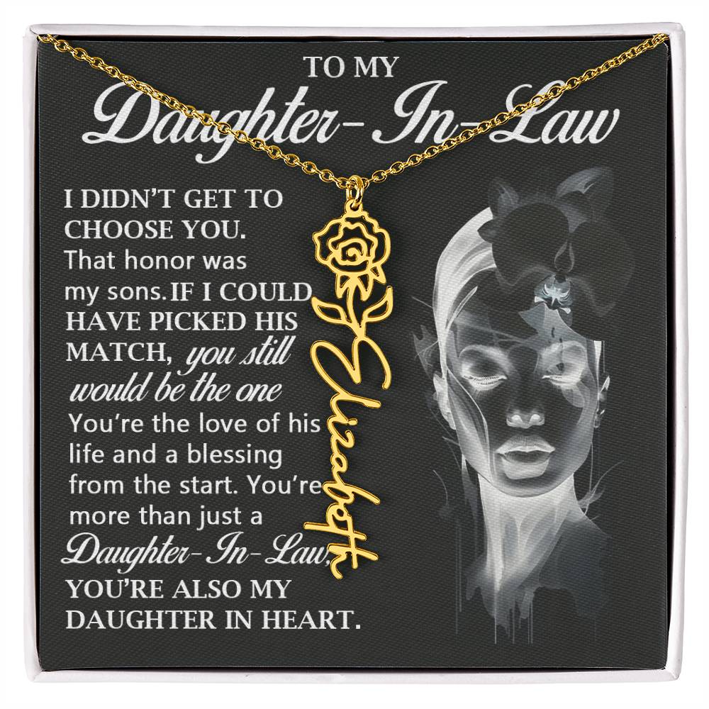 Daughter In Law Gift, Name Flower Necklace