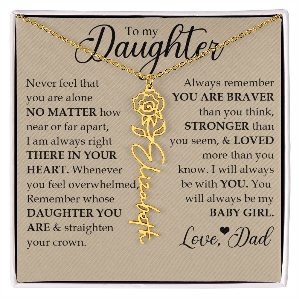 To My Daughter, Name Flower Necklace