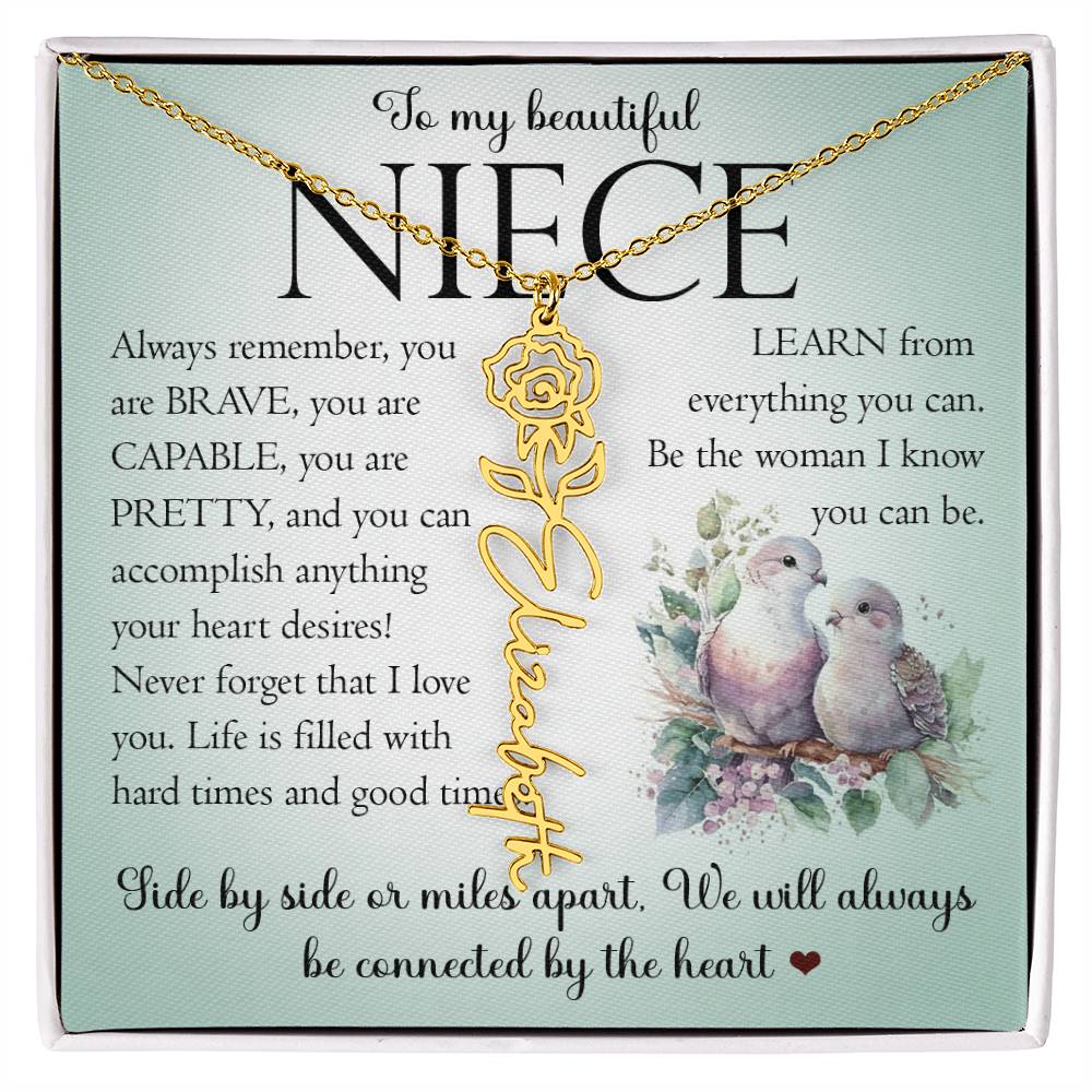 Niece Gift, Name Flower Necklace