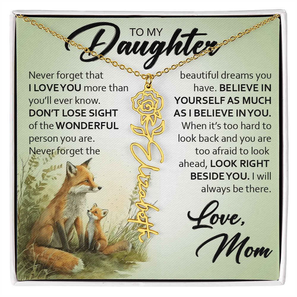 Custom Name Flower Necklace, Daughter Gift