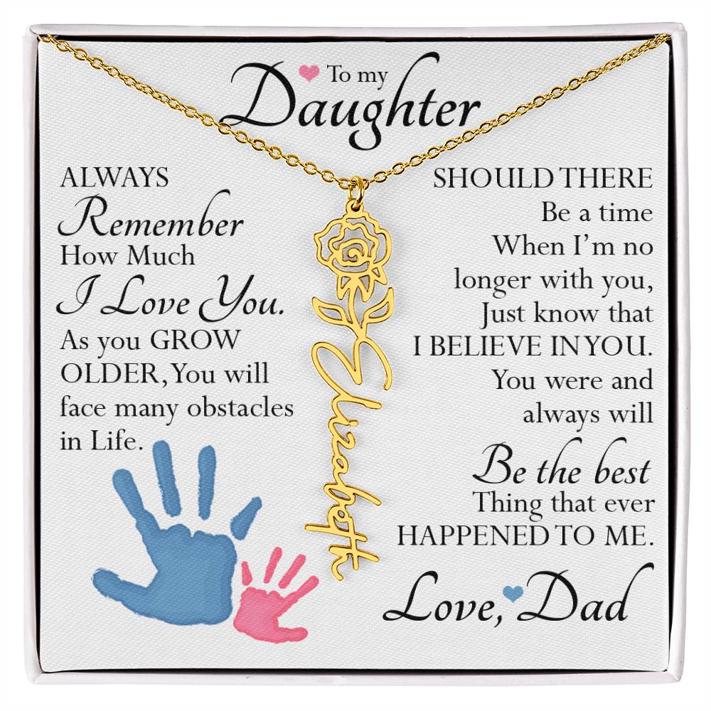 To My Daughter, Name Flower Necklace