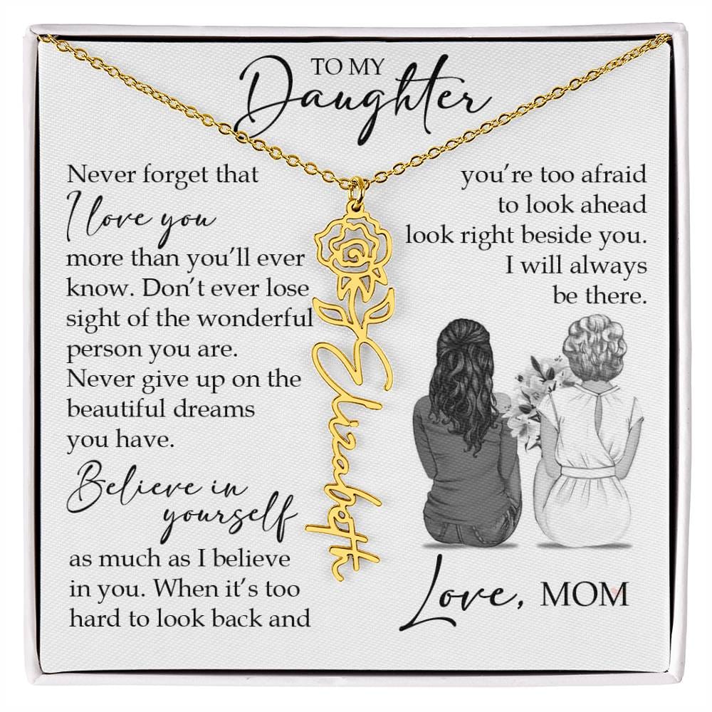 To My Daughter, Birth Flower Name Necklace