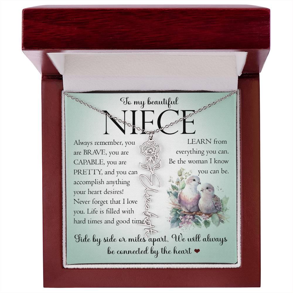 Niece Gift, Name Flower Necklace