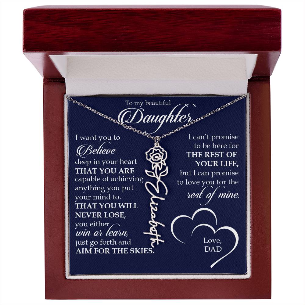 To My Beautiful Daughter, Name Flower Necklace