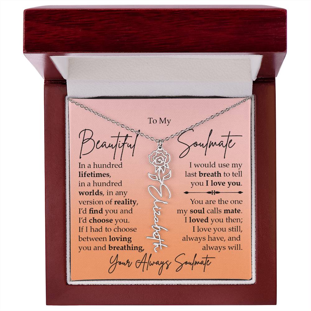 To My Beautiful Soulmate, Name Flower Necklace