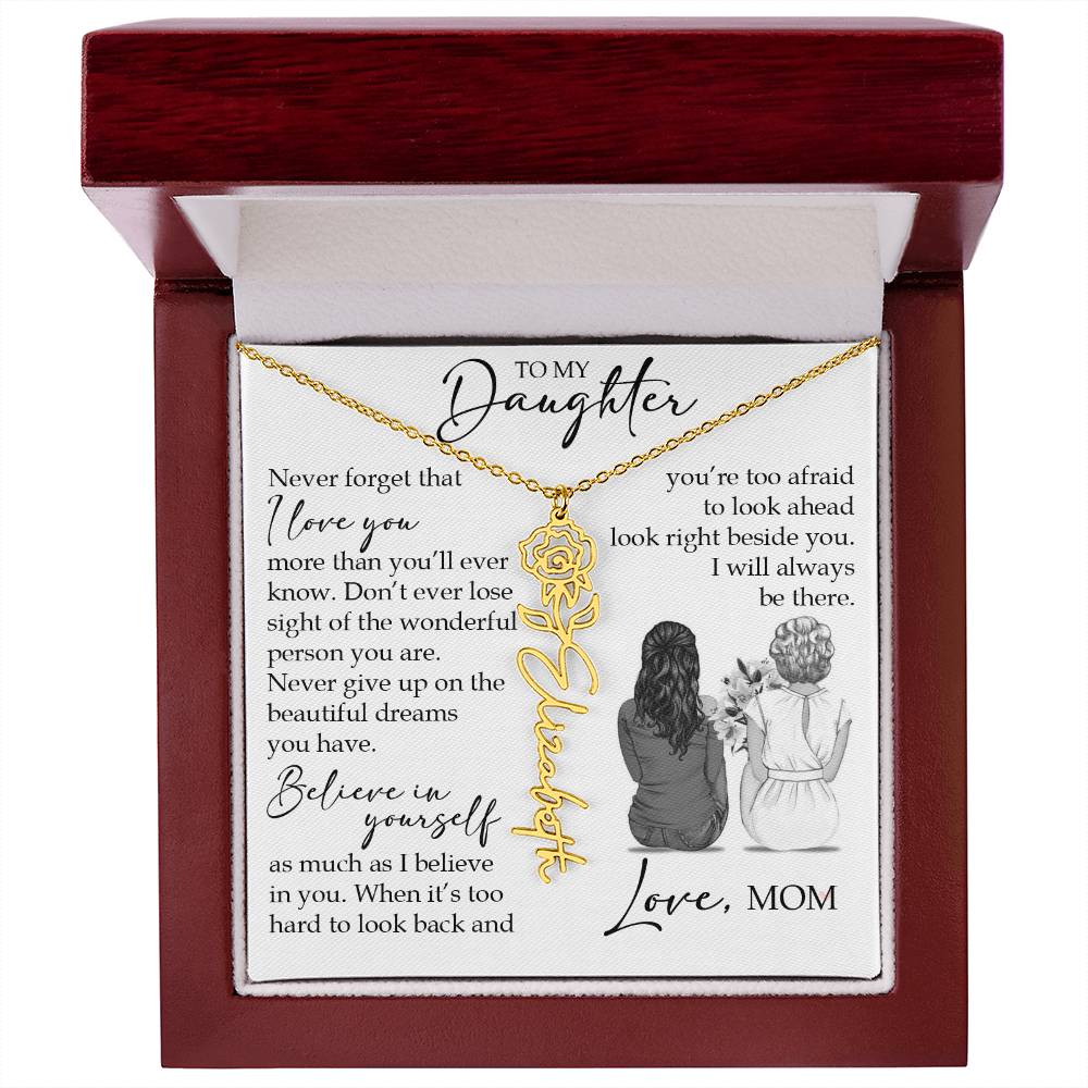 To My Daughter, Birth Flower Name Necklace