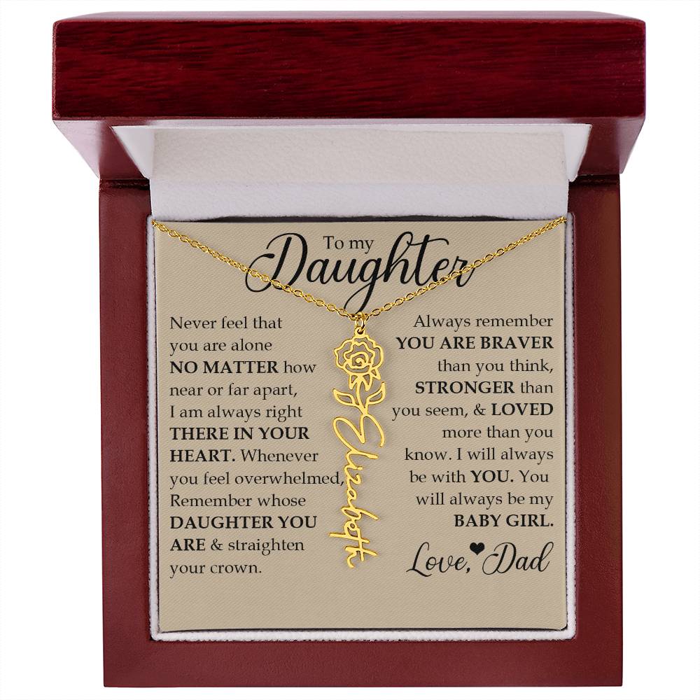 To My Daughter, Name Flower Necklace