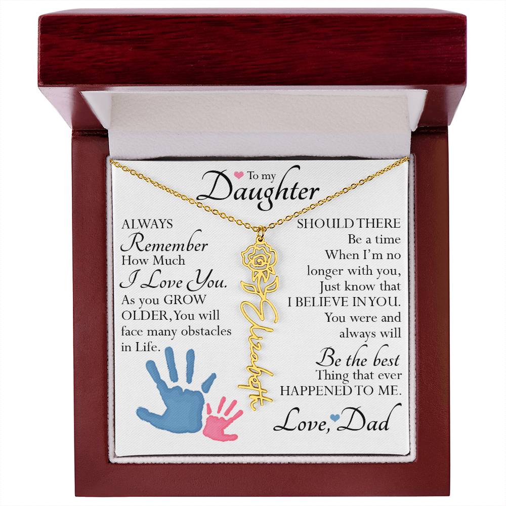 To My Daughter, Name Flower Necklace