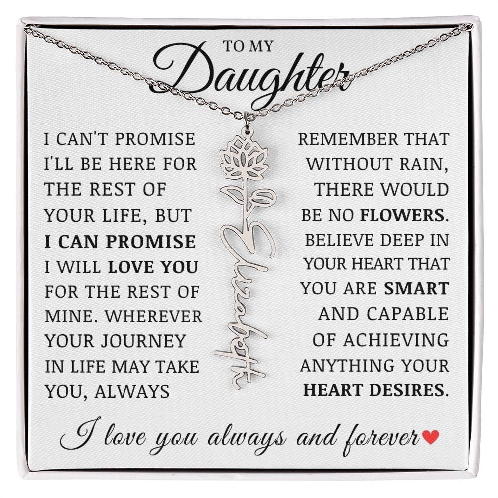To My Daughter, Customized Name Necklace with Birth Flower, Birthday Christmas Graduation Gift for Her