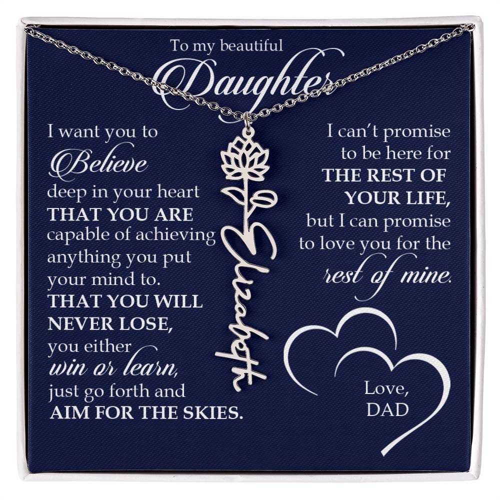To My Beautiful Daughter, Name Flower Necklace