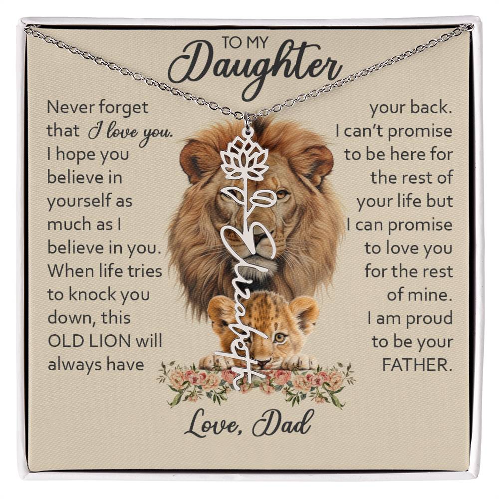 To My Daughter, Birth Flower Name Necklace
