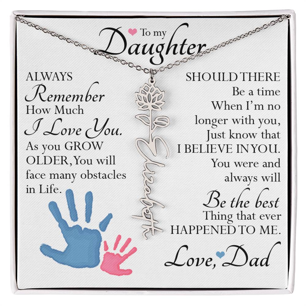 To My Daughter, Name Flower Necklace