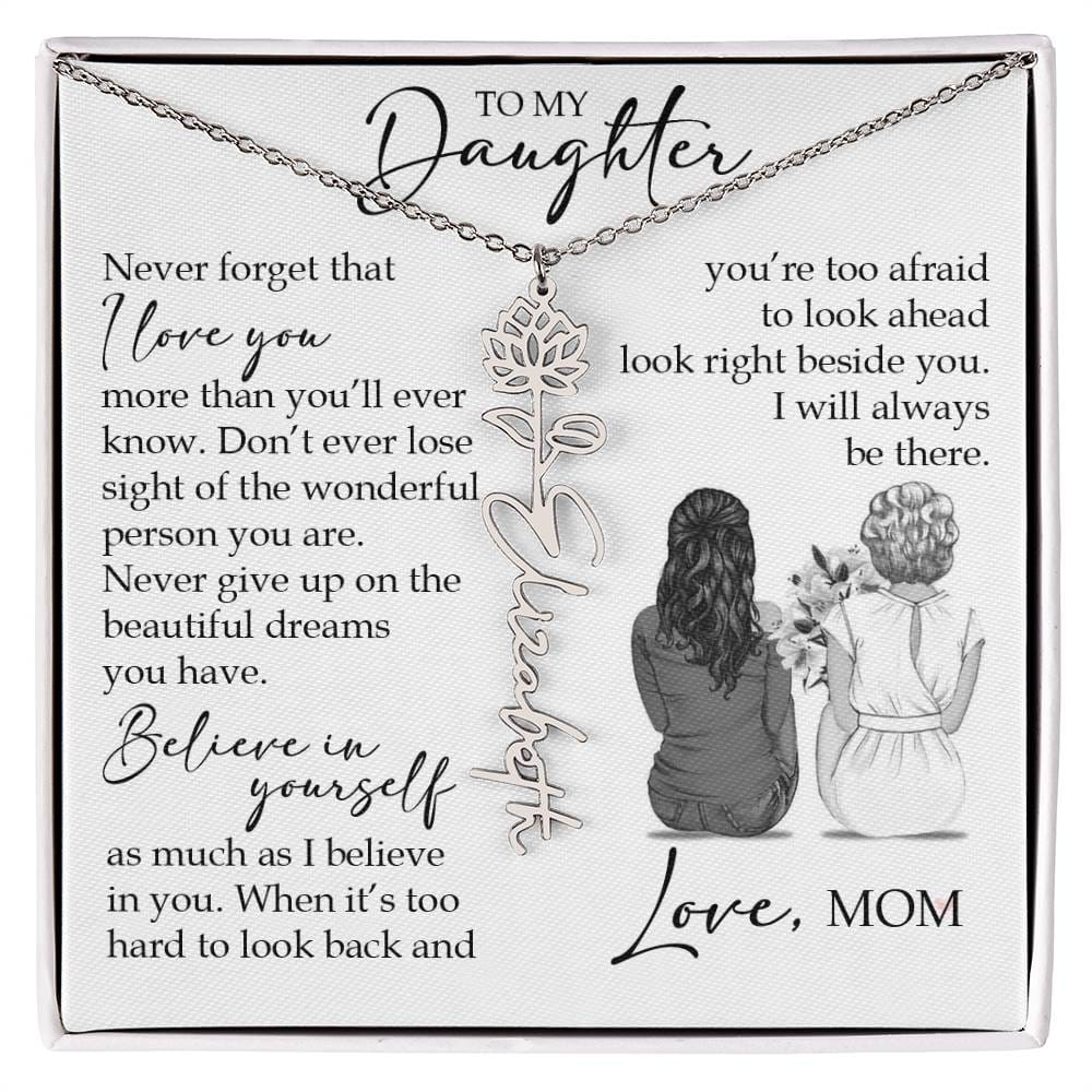 To My Daughter, Birth Flower Name Necklace