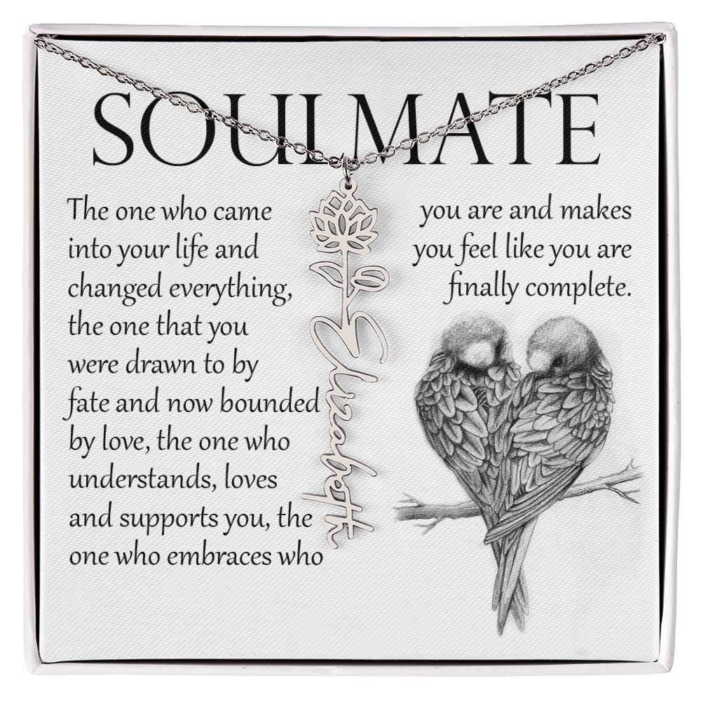 Soulmate Gift, Name Flower Necklace