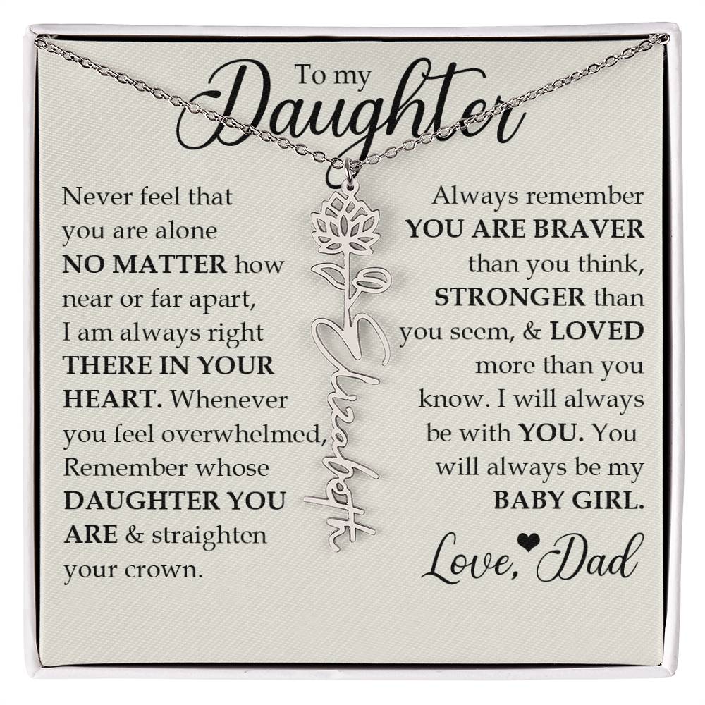 To My Daughter, Name Flower Necklace