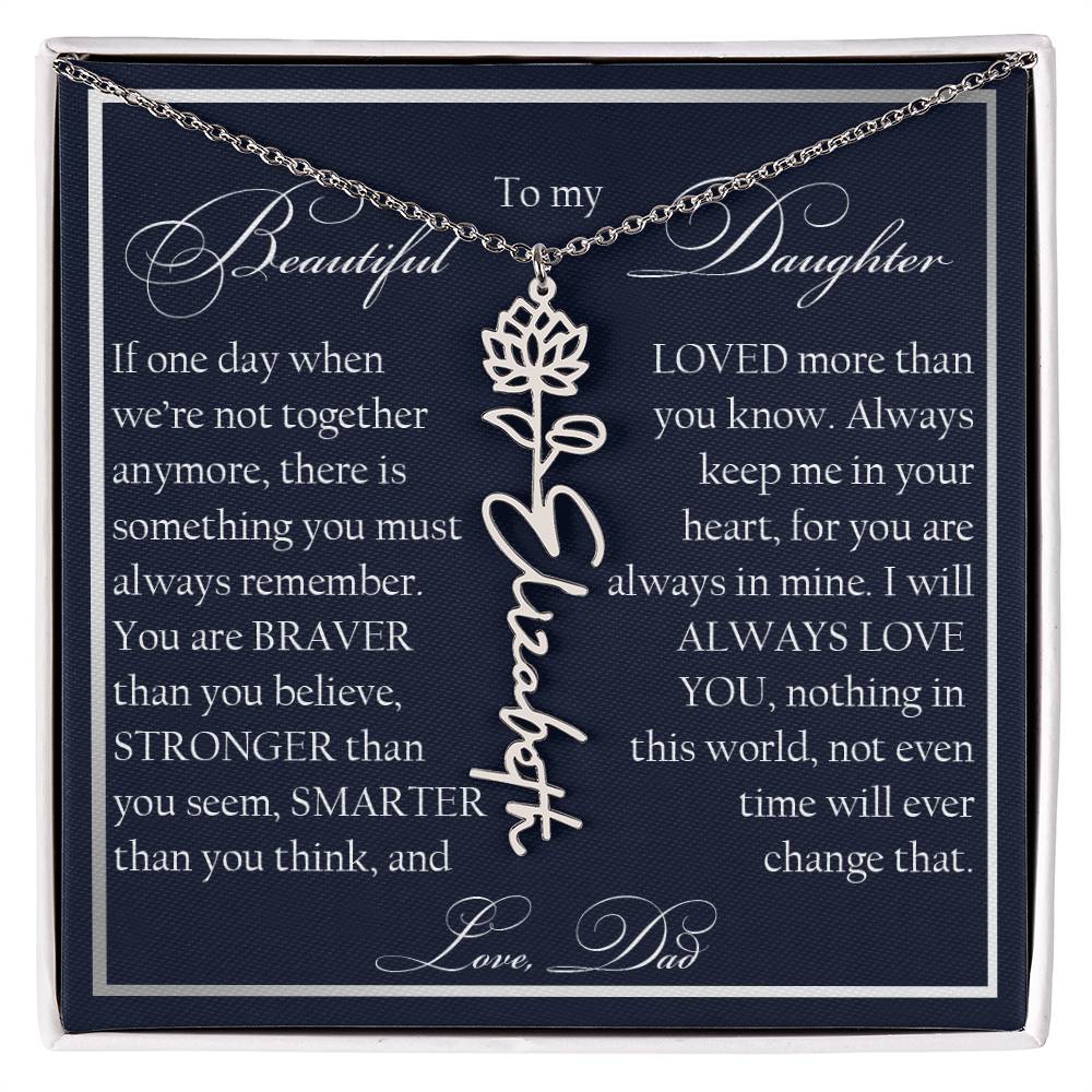 To My Beautiful Daughter, Name Flower Necklace