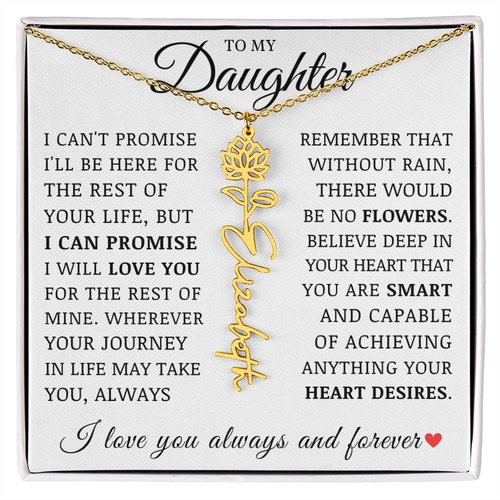 To My Daughter, Customized Name Necklace with Birth Flower, Birthday Christmas Graduation Gift for Her