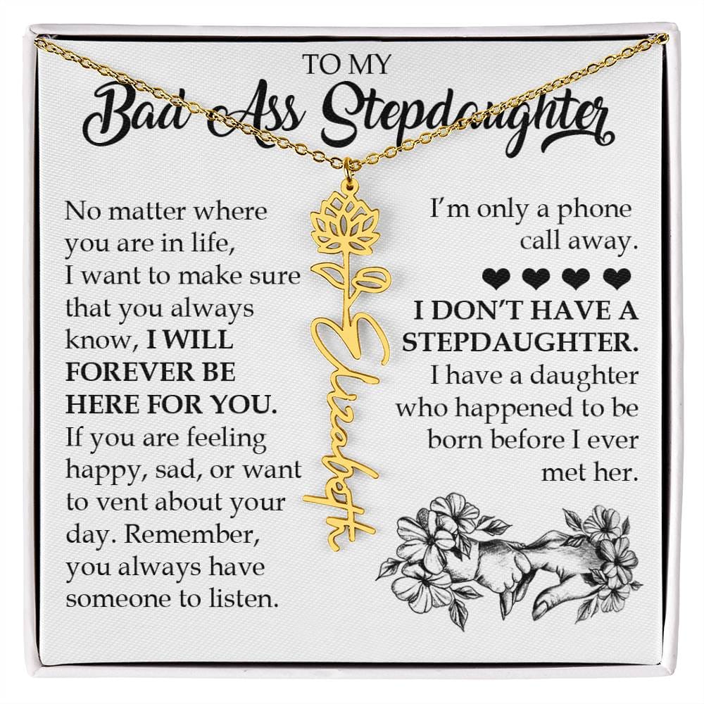 Personalized Daughter Keepsake Gift, Name Flower Necklace