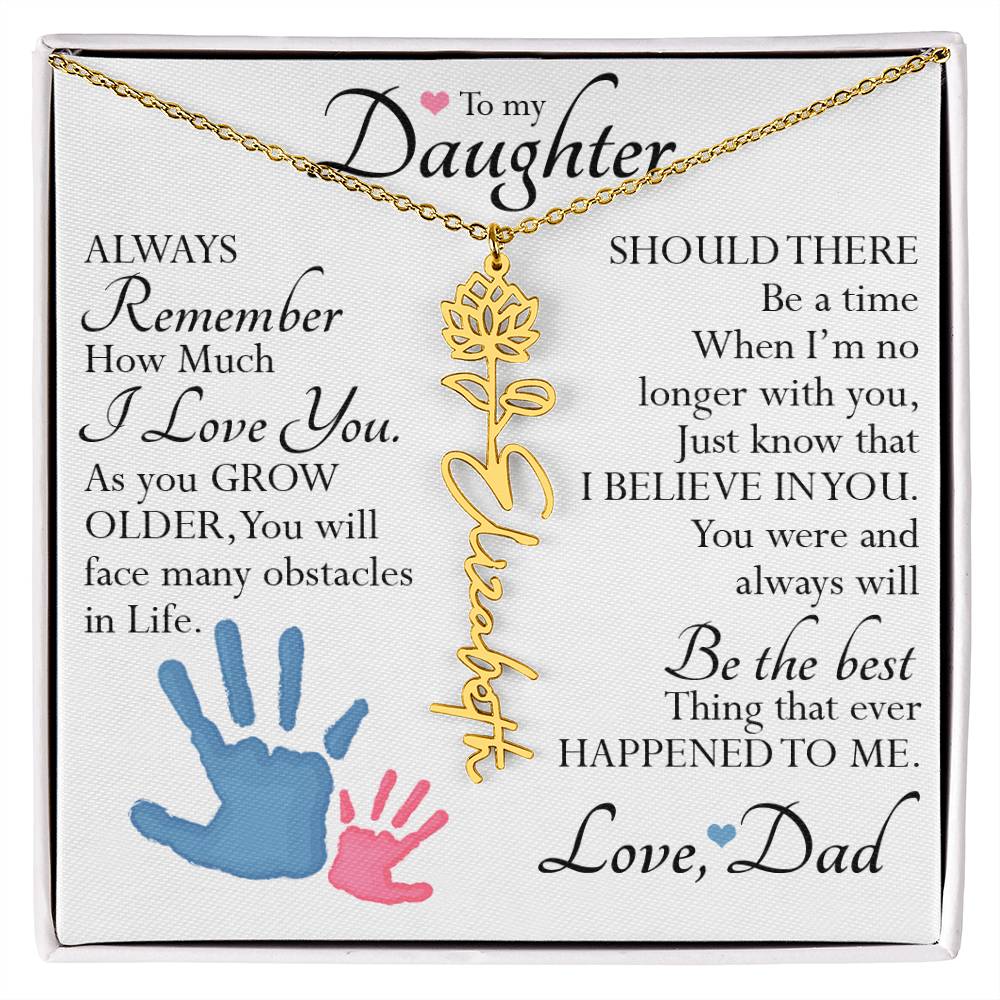 To My Daughter, Name Flower Necklace