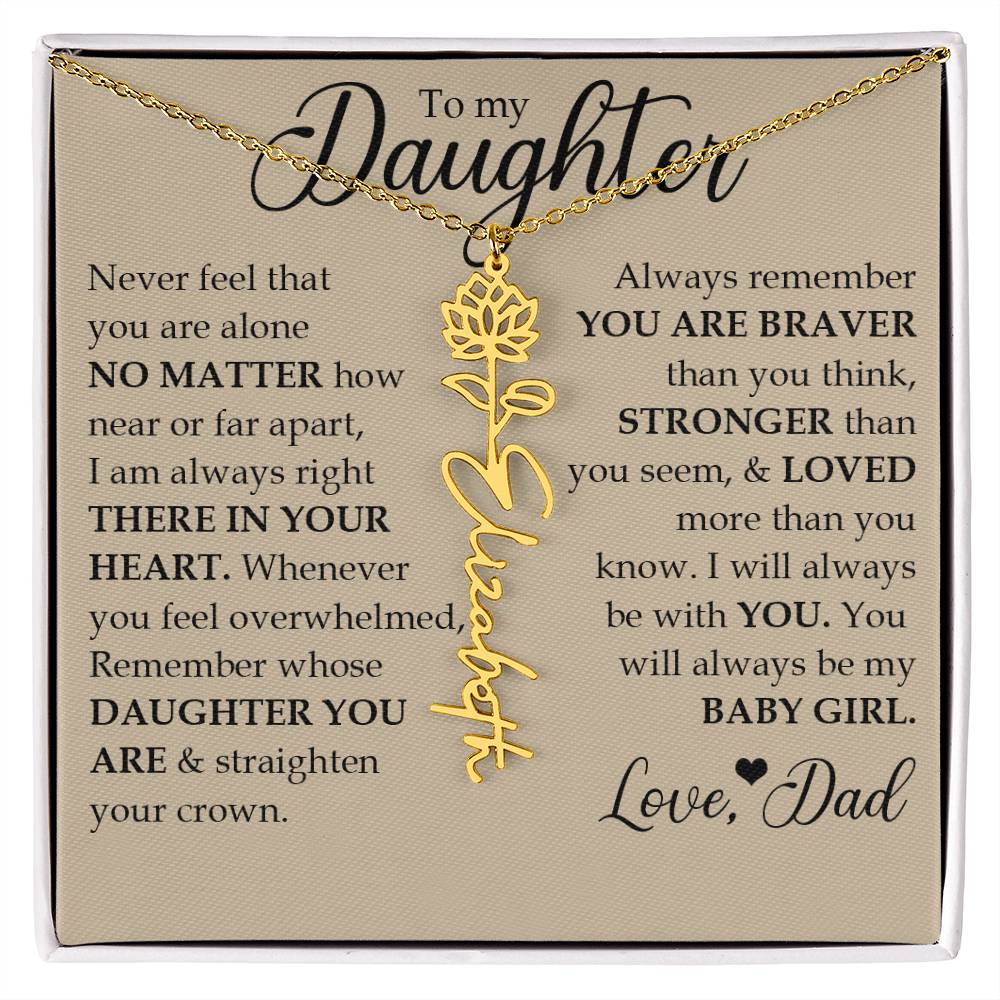 To My Daughter, Name Flower Necklace