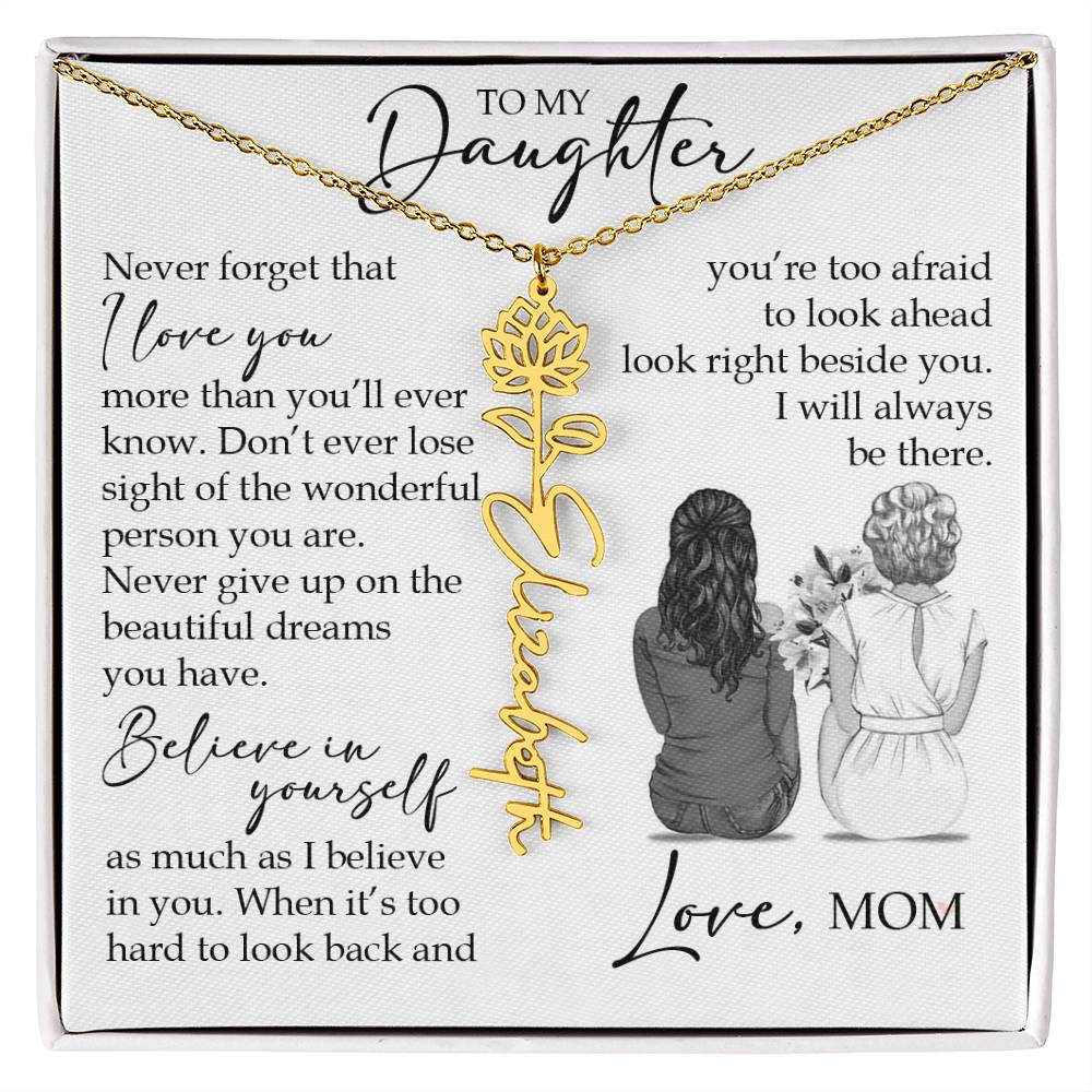 To My Daughter, Birth Flower Name Necklace
