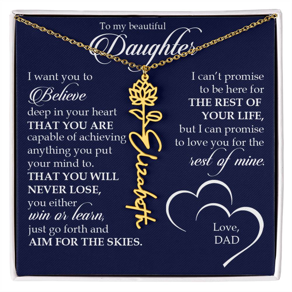 To My Beautiful Daughter, Name Flower Necklace