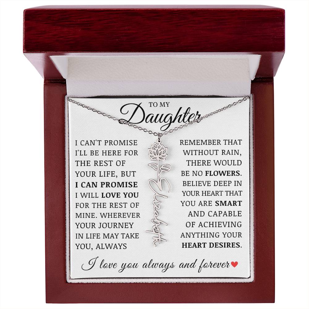 To My Daughter, Customized Name Necklace with Birth Flower, Birthday Christmas Graduation Gift for Her