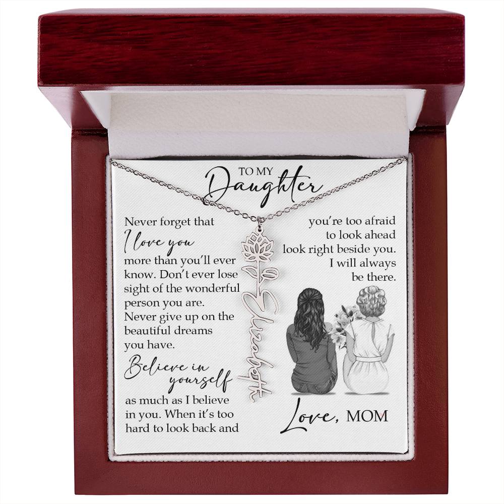 To My Daughter, Birth Flower Name Necklace
