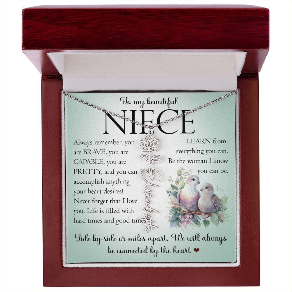 Niece Gift, Name Flower Necklace