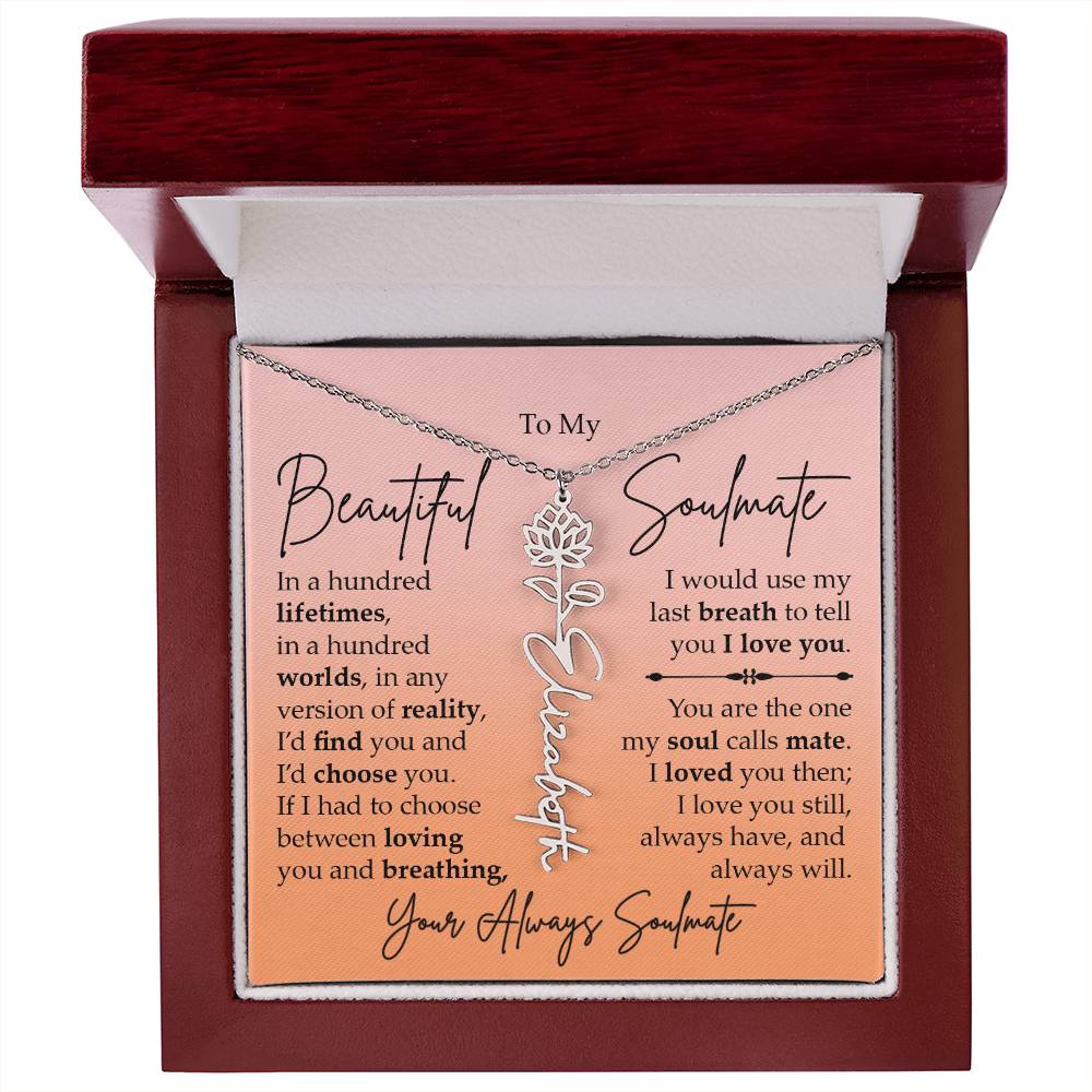 To My Beautiful Soulmate, Name Flower Necklace