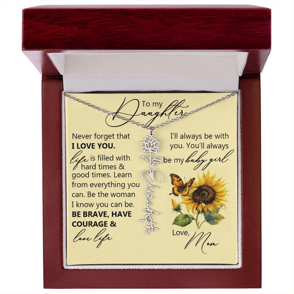 To My Daughter, Name Flower Necklace