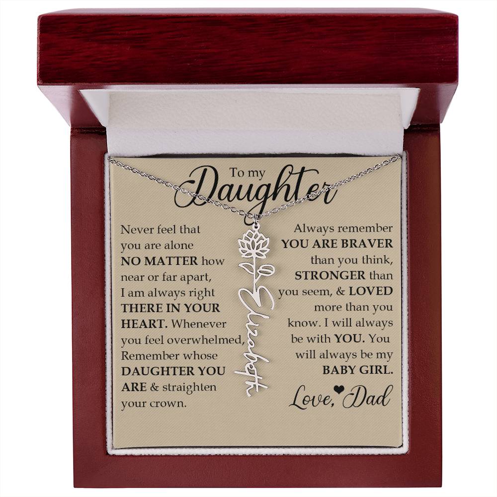 To My Daughter, Name Flower Necklace