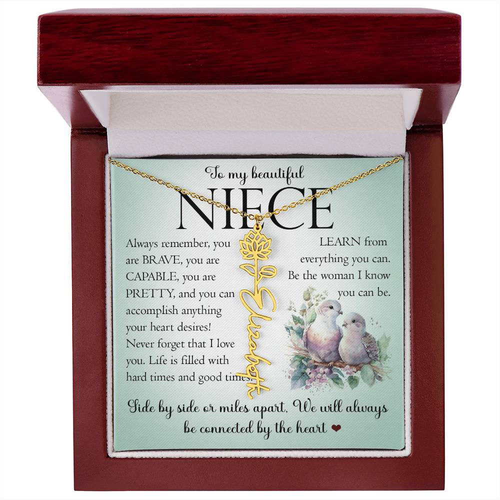 Niece Gift, Name Flower Necklace