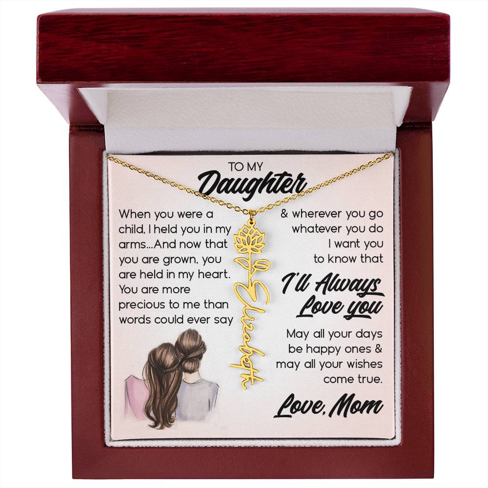 To My Daughter, Name Flower Necklace