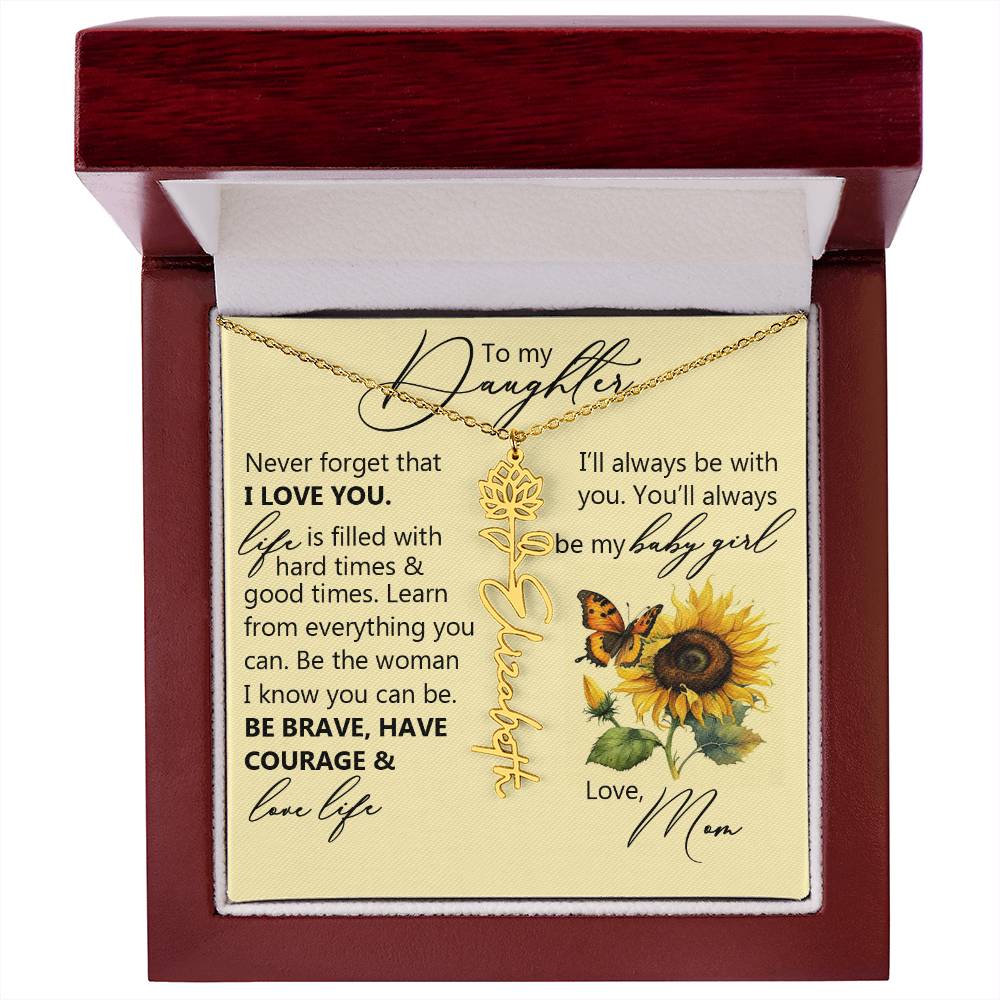 To My Daughter, Name Flower Necklace