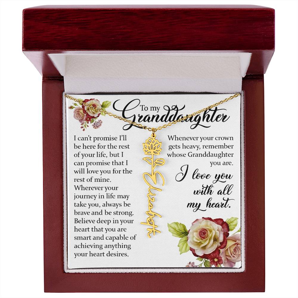 To My Granddaughter, Name Flower Necklace