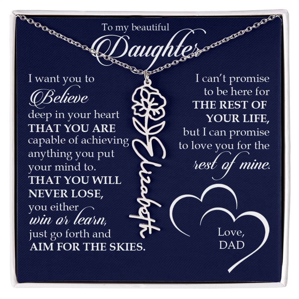 To My Beautiful Daughter, Name Flower Necklace