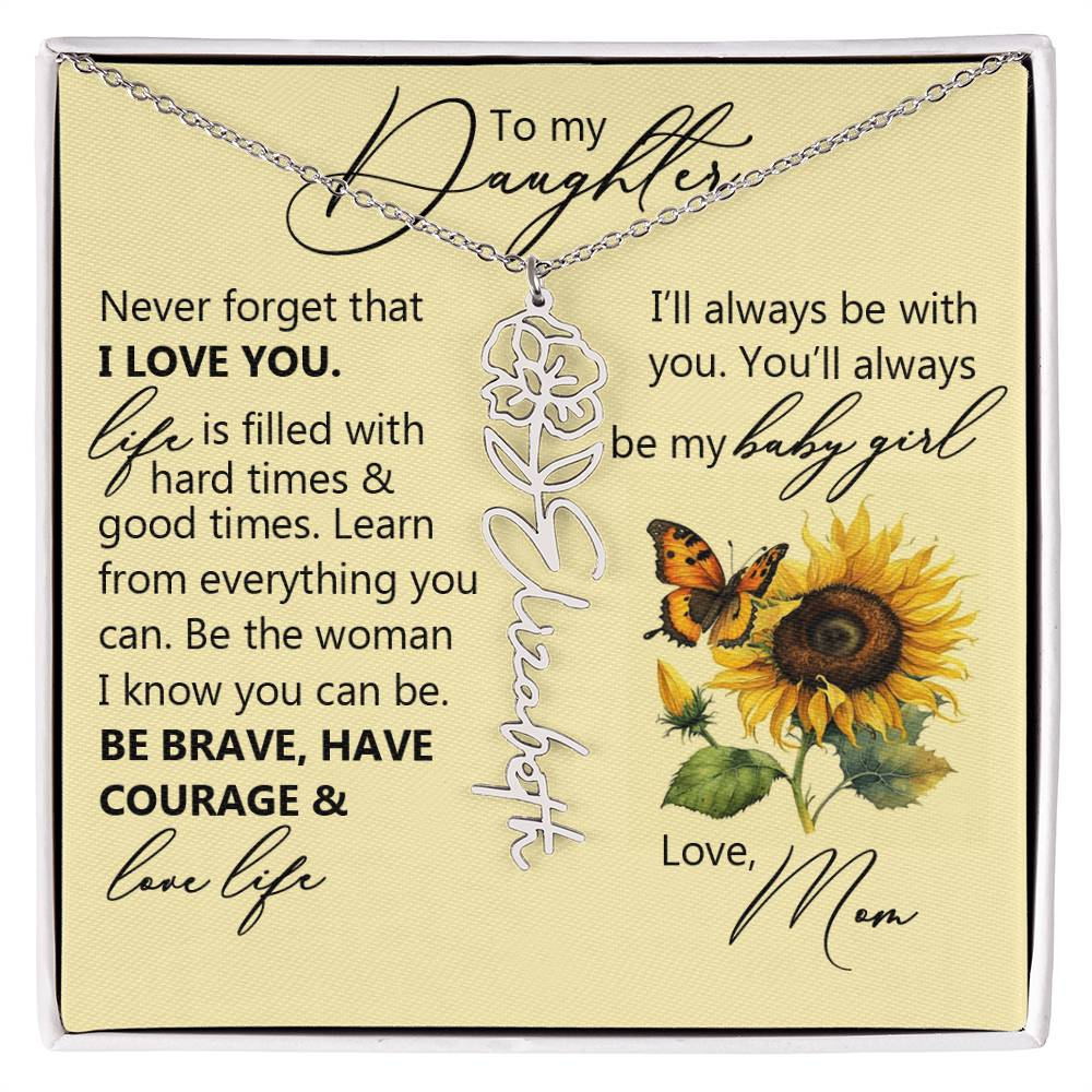 To My Daughter, Name Flower Necklace