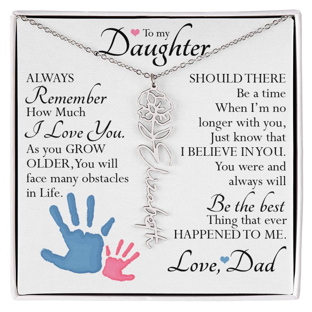 To My Daughter, Name Flower Necklace