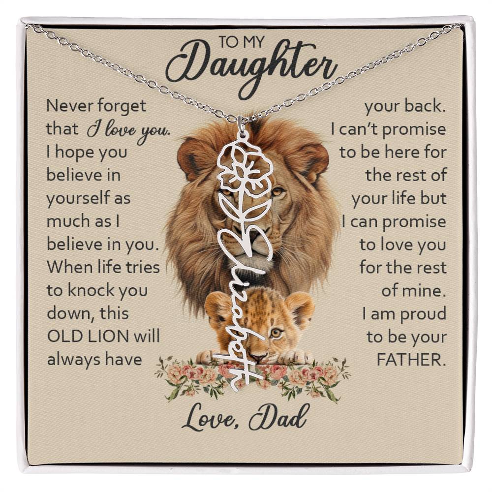 To My Daughter, Birth Flower Name Necklace